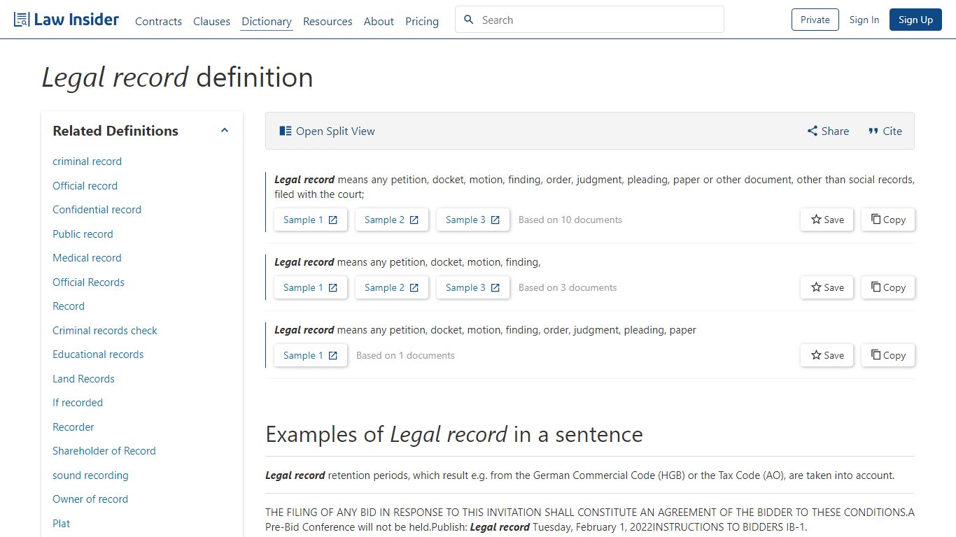 Legal record Definition | Law Insider